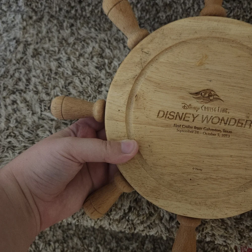Disney Wonder Wooden Ship Wheel Lazy Susan Cheese Board